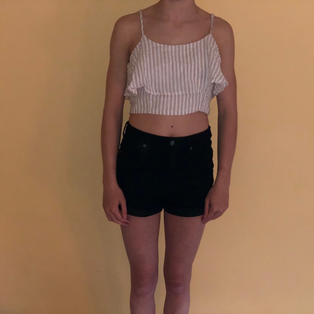 100% cotton zip up crop top